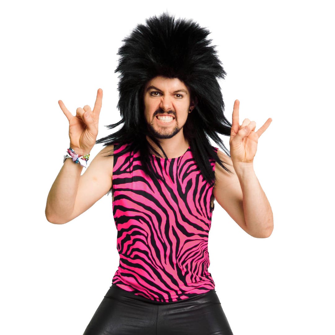 80's Heavy Metal Rocker Neon Pink ZEBRA Print Tank Top Shirt
