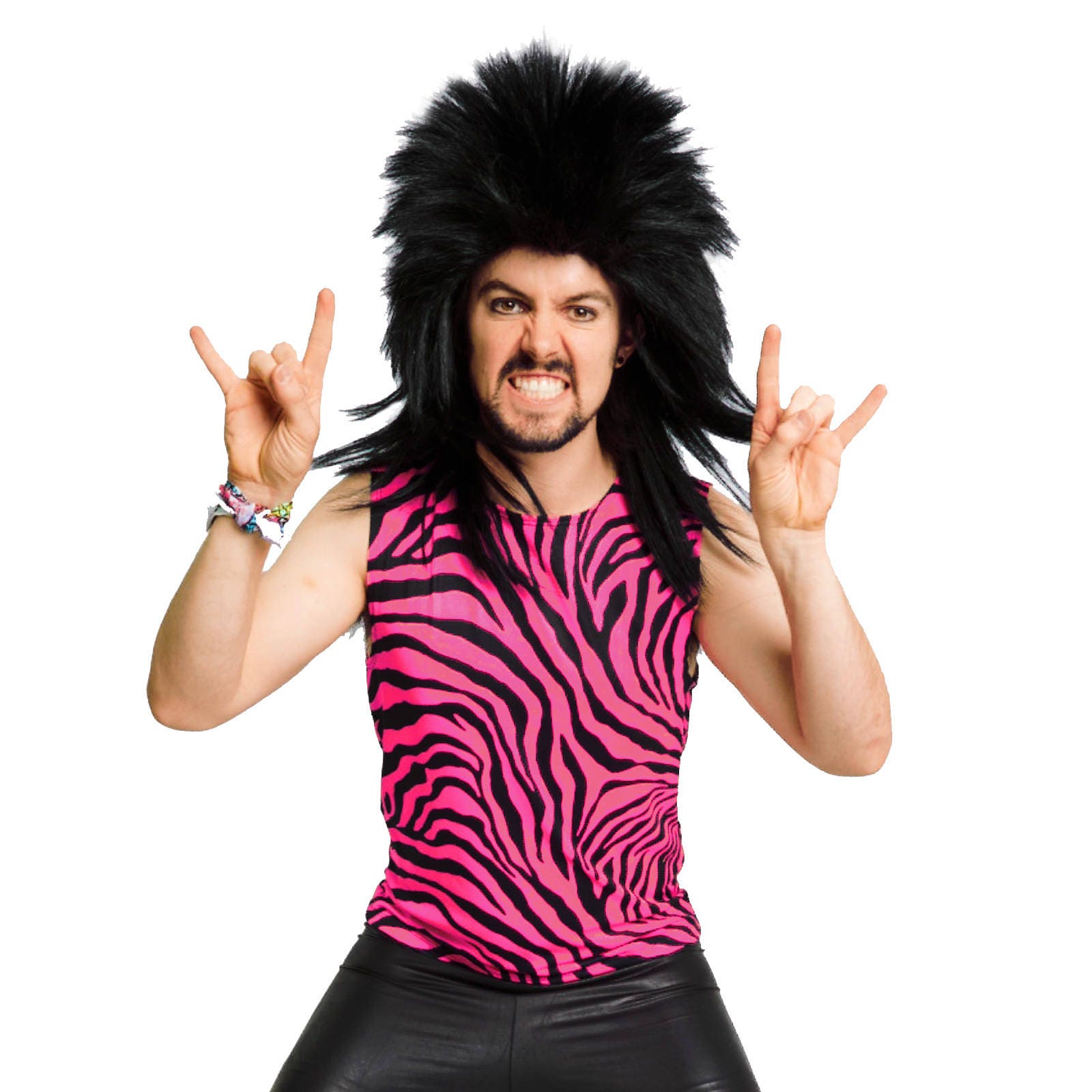 80's Heavy Metal Rocker Neon Pink ZEBRA Print Tank Top Shirt
