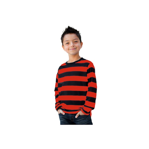 Child's Long Sleeve Black & Red Striped Shirt Boys
