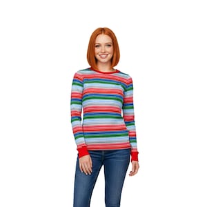 Women's Long Sleeve Rainbow Stripe Good Buddy Horror Shirt