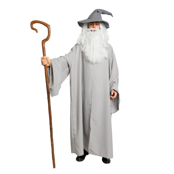 Lord of the Rings Hobbit Gandalf Costume wizard CLOAK adult Robe and Pouch Grey 