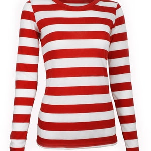 Women's Long Sleeve Red & White Striped Shirt image 2