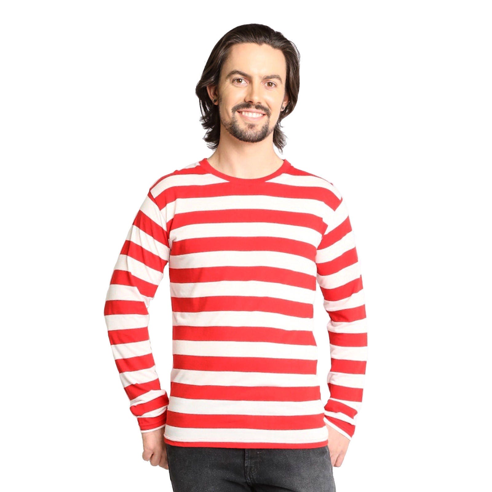 Men's Long Sleeve Red & White Striped Shirt - Etsy