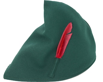 Peter Pan Elf Green Costume Hat with Feather