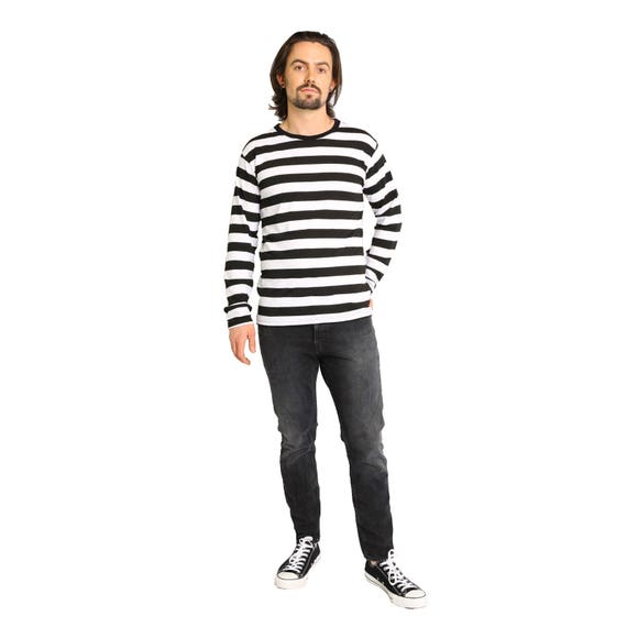 Men's Long Sleeve Black \u0026 White Striped 