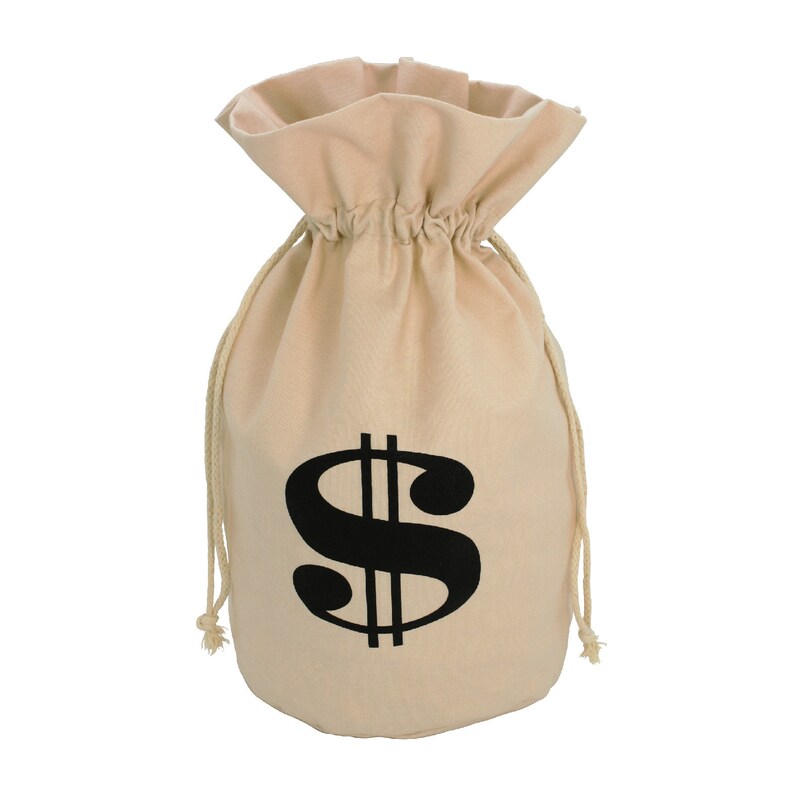 Large Canvas Drawstring Money Loot Bag with Dollar Sign Etsy