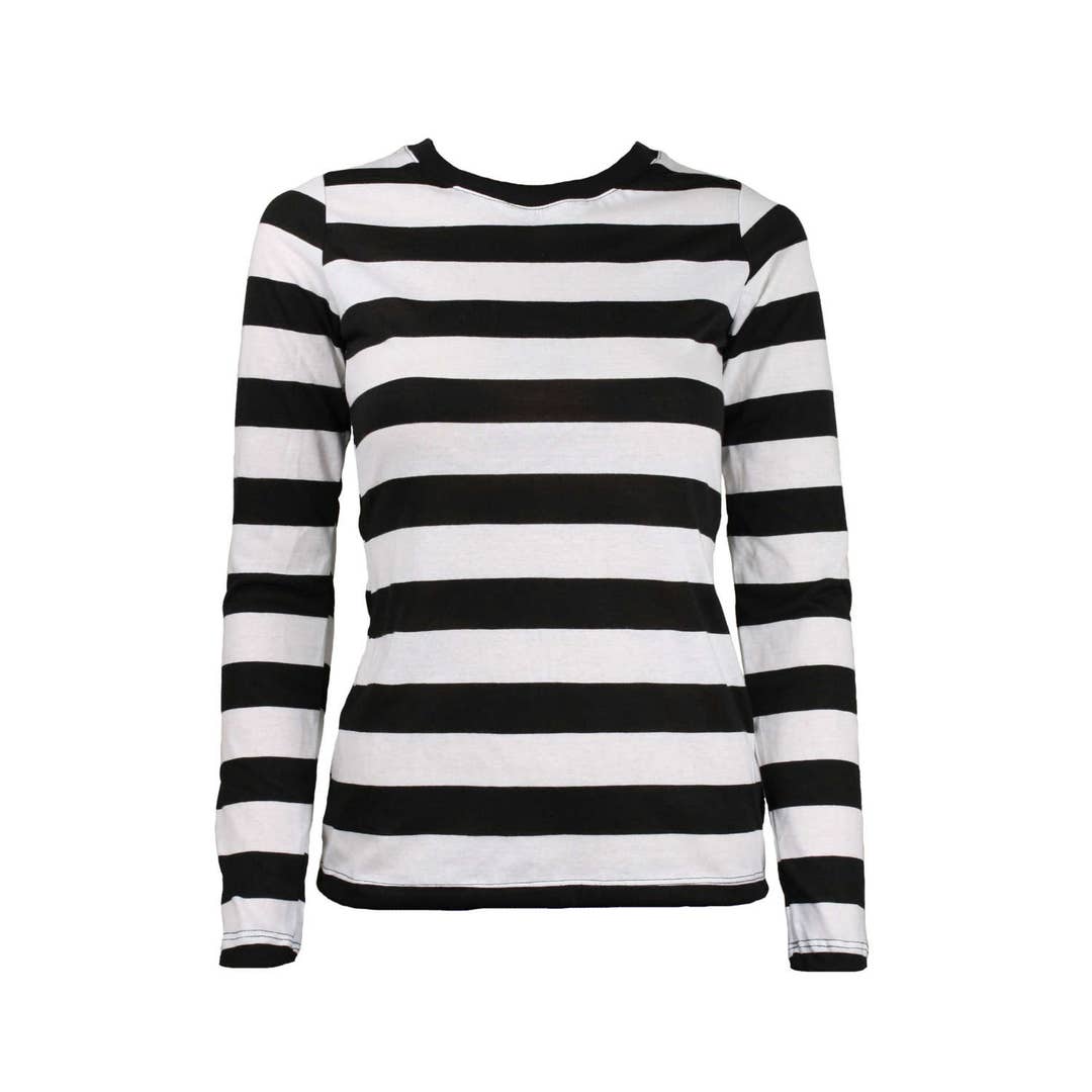 Women's Long Sleeve Black & White Striped Shirt - Etsy Canada