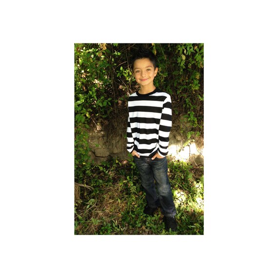 Child's Long Sleeve Black & White Striped Shirt - Etsy