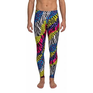 Men's Neon Spandex Animal Print Stretch Pants Leggings