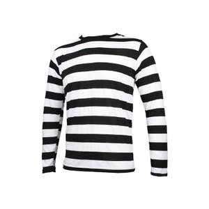 Men's Long Sleeve Black & White Striped Shirt image 1