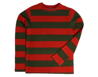 Women's Long Sleeve Nightmare Olive Green & Red Striped - Etsy