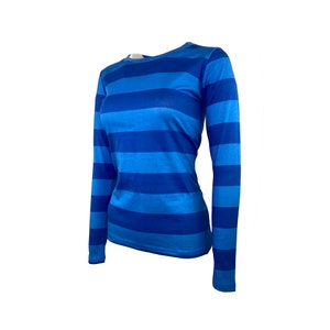 Women&#39;s Long Sleeve Blu Dog Blue Striped Shirt