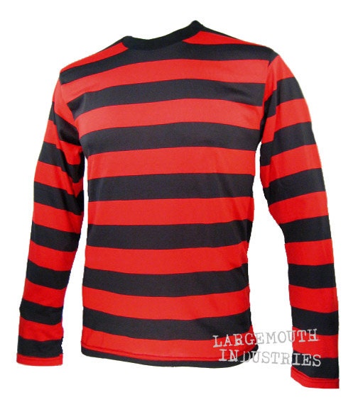 Men's Long Sleeve Black \u0026 Red Striped 