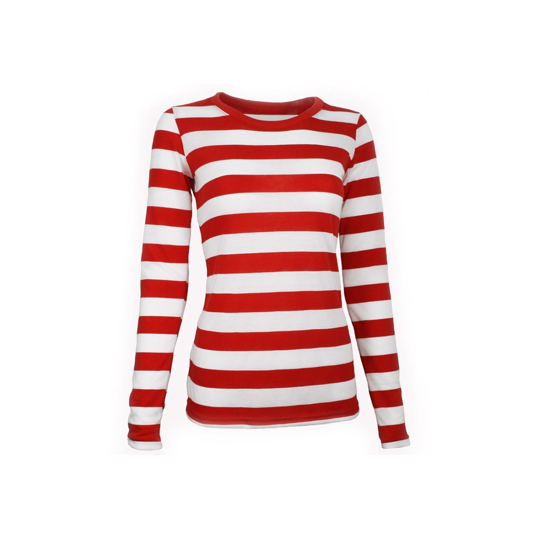 Women\'s Long Sleeve Red & White Striped Shirt - Etsy