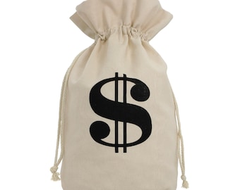 Large Canvas Money Loot Bag with Dollar Sign Prop Candy Bag