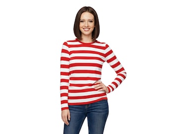 Women's Long Sleeve Red & White Striped Shirt