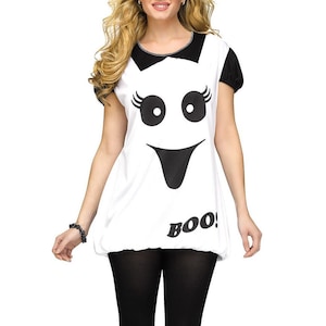 Cute Ghost Face Romper Teen Women's Halloween Instant Classic Costume Shirt