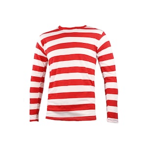 Men&#39;s Long Sleeve Red & White Striped Shirt