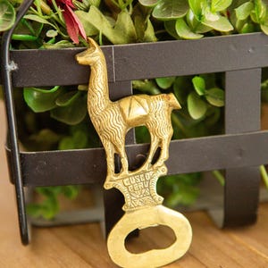 Vintage Brass Llama Bottle Opener | Peru Souvenir | Home Bar Decor