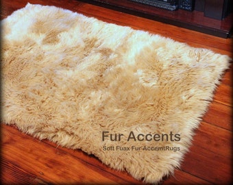 Faux Fur Area Rug - Soft Luxury Fur Sheepskin -  Rectangle - All New Sizes and Colors