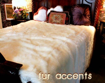 Polar Bear White Shaggy Shag Faux Fur Mink Bedspread Throw Etsy