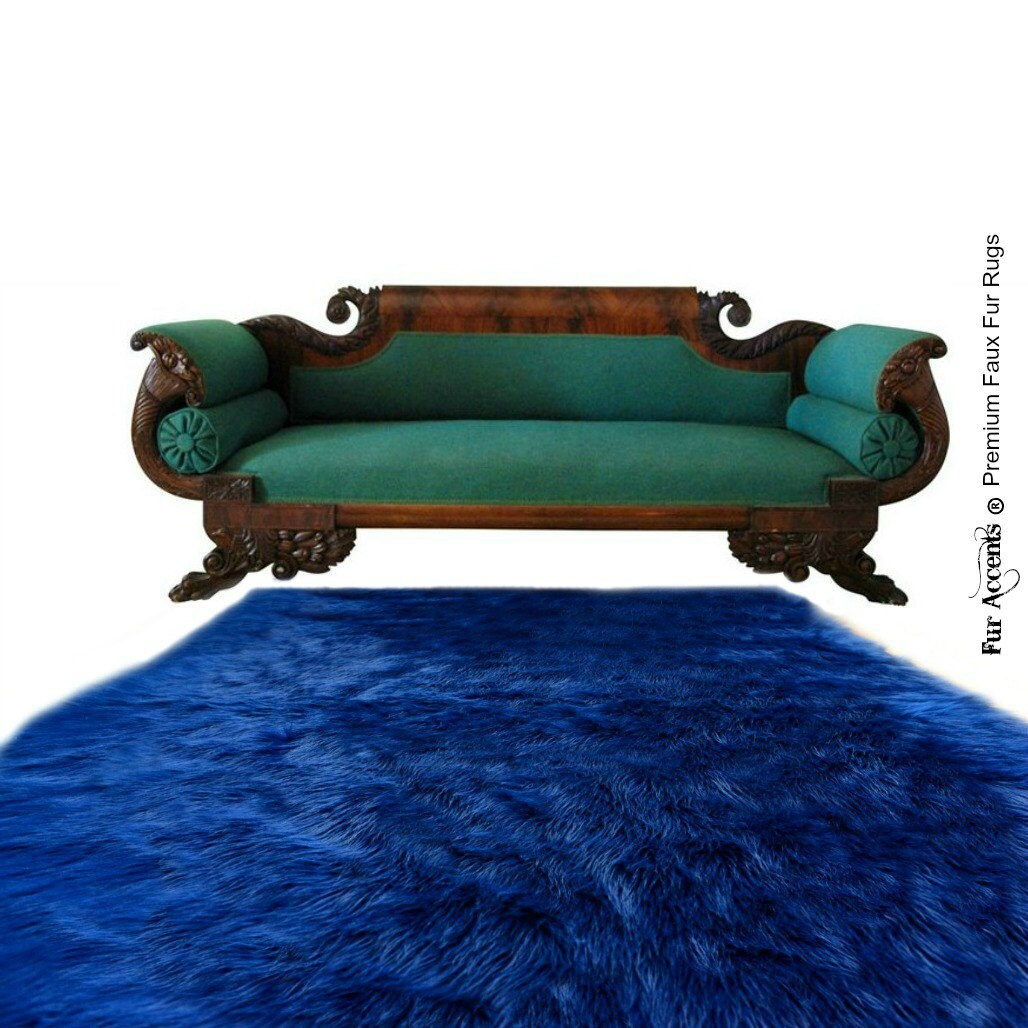 Small Fur Rug Rectangle Faux Fur Sheepskin Rug - Rectangle - Shaggy Soft - Navy Blue - Etsy