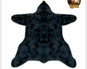36" x 58" A42 CHUBBY NEW BEAR Custom Made USA Black Bearskin Shaggy Fur Area Rug 