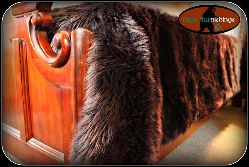 Faux Fur Bed Spread Shaggy Bear Skin Bedspread Throw Etsy