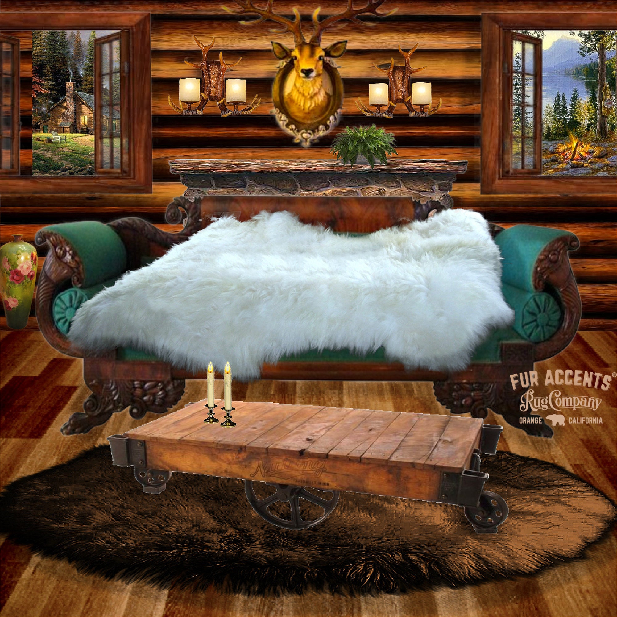 Thick Sheepskin Accent Rug, Faux Fur Flokati Throw, Polar Bear Pelt, White or Soft Off White / All New Sizes