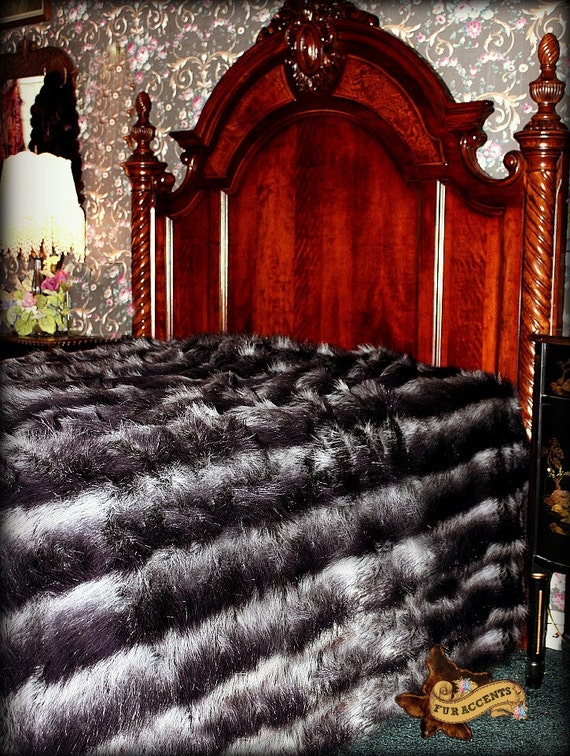 Plush Faux Fur Bed Spread Comforter Throw Blanket Or Duvet Etsy