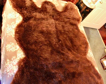 Life Size Faux Fur Brown Bear Skin Pelt Rug / Life Like Accent Rug with soft back lining / Perfect for Log Cabin or Den / All New Sizes