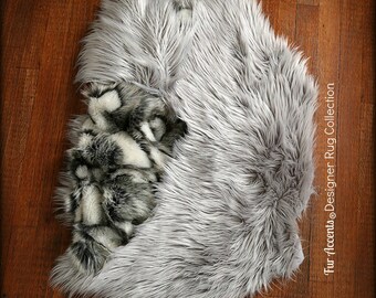 Faux Fur Sheepskin Throw Rug - Shaggy - Soft - Thick - Dog, Cat, Pet Bed - Fur Accents Designer Rugs USA