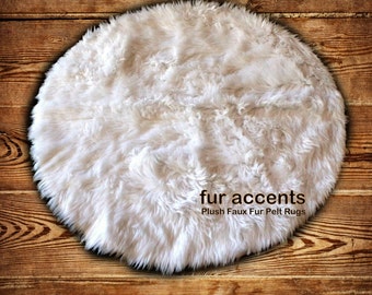 Classic Round Sheepskin Area Rug / Soft Luxury Faux Fur / All New Sizes and Colors