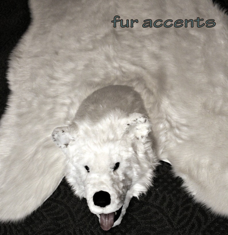 Faux Fur Bear Skin Rug With Head, Handmade Animal Friendly Rug - Etsy
