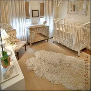 Faux Fur Sheepskin Area Rug - Multi Pelt Design - Beige - Shaggy - Shag - Designer Fur Rugs  Fur Accents USA
