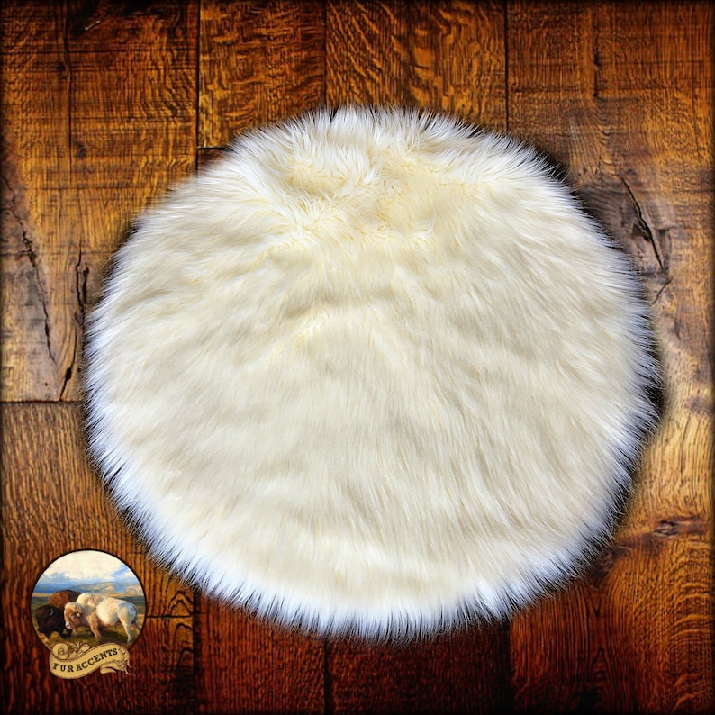 Faux Fur Sheepskin Rug Round Shaggy Soft Thick White Etsy