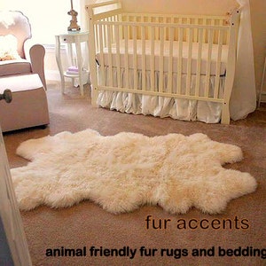 Sheepskin Accent Rug, Quatro 4 pelt Design, Shaggy Faux Fur, All  Sizes and Colors