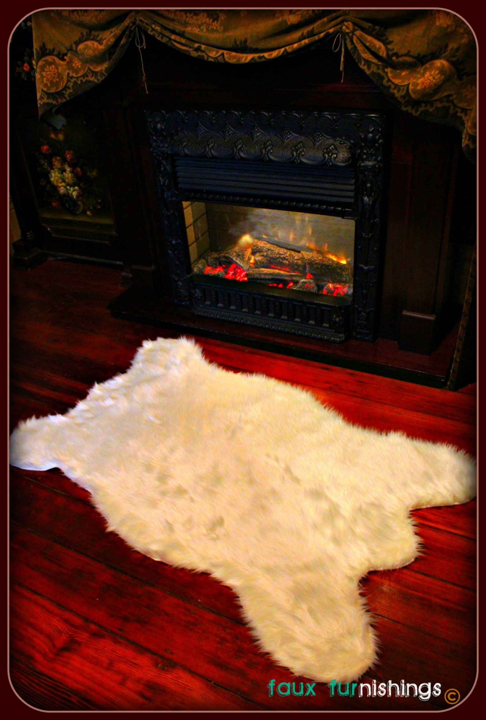 Faux Fur Bear Skin Accent Rug Polar Bear Pelt Rug Teddy Bear Etsy