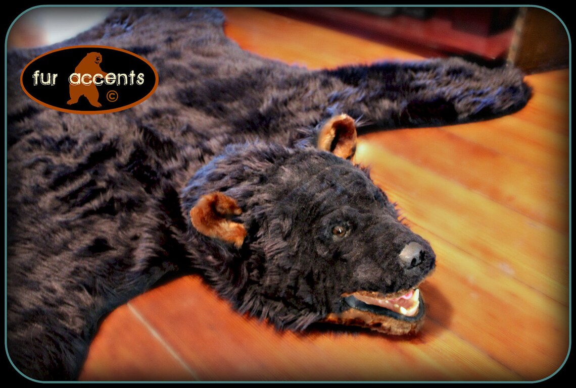 Hand Made Black BEAR SKIN RUG Manmade Faux Fur. Looks and Etsy