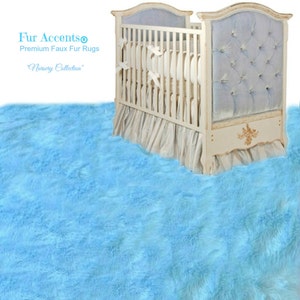 Faux Fur Area Rug - Rectangle - Shaggy Soft Light Blue - Designer Fur Rugs  Fur Accents USA