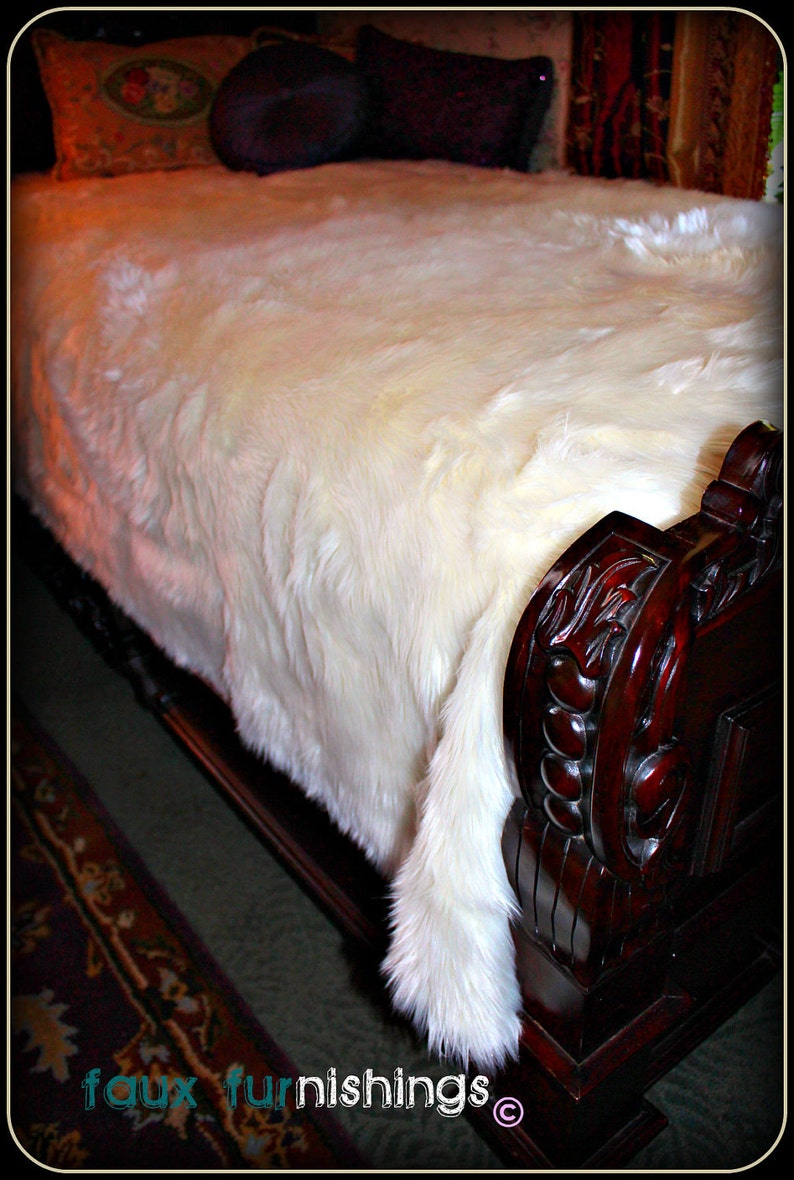 Warm White Polar Bear Faux Fur Comforter Bedspread Sheep Etsy