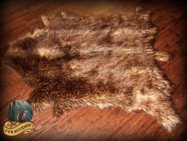 Faux Fur Accent Rug / Fallow Deer Hide / Fake Fur Area Rug by Etsy