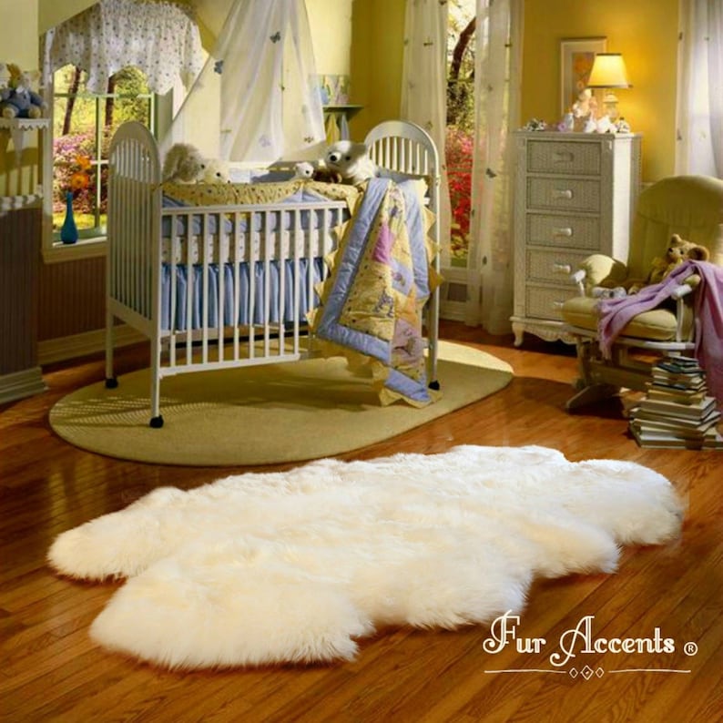 Nursery Shag Faux Fur Area Rug White Quatro Sheepskin Pelt Etsy