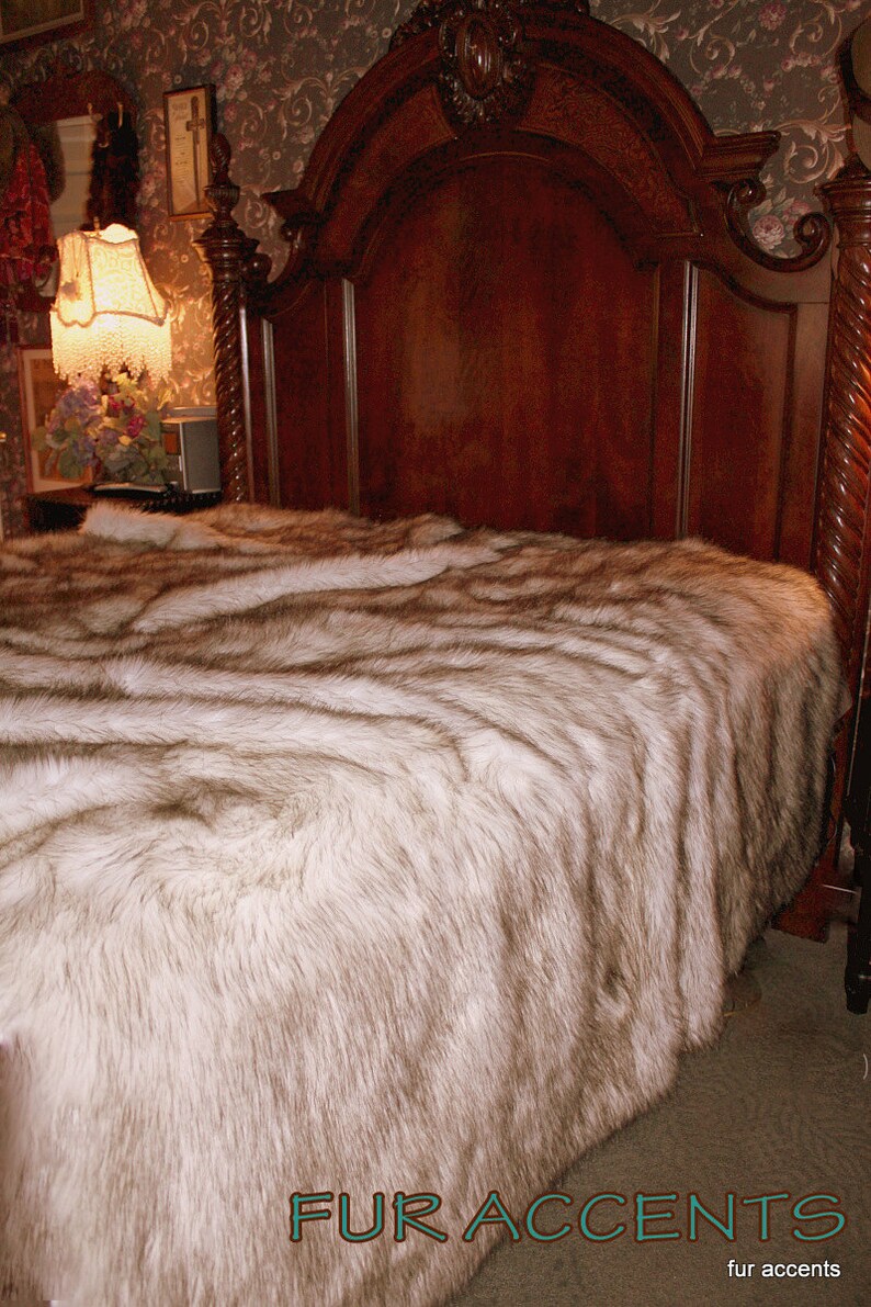 Faux Fur Bed Spread Comforter Arctic Fox Black Or Brown Etsy