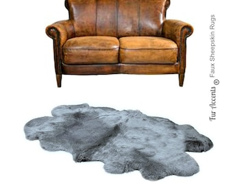 Faux Fur Thick Shag Quad Sheepskin Accent Rug -Plush Stylish - New Colors and Sizes - Designer Shag Rugs  Fur Accents USA