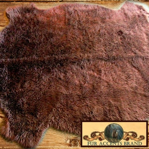 Faux Fur Buffalo Pelt Rug, Golden Brown Plains Buffalo,  Sheepskin Rug, Bear Skin Rug, New Sizes and Colors, Hand Crafted in America