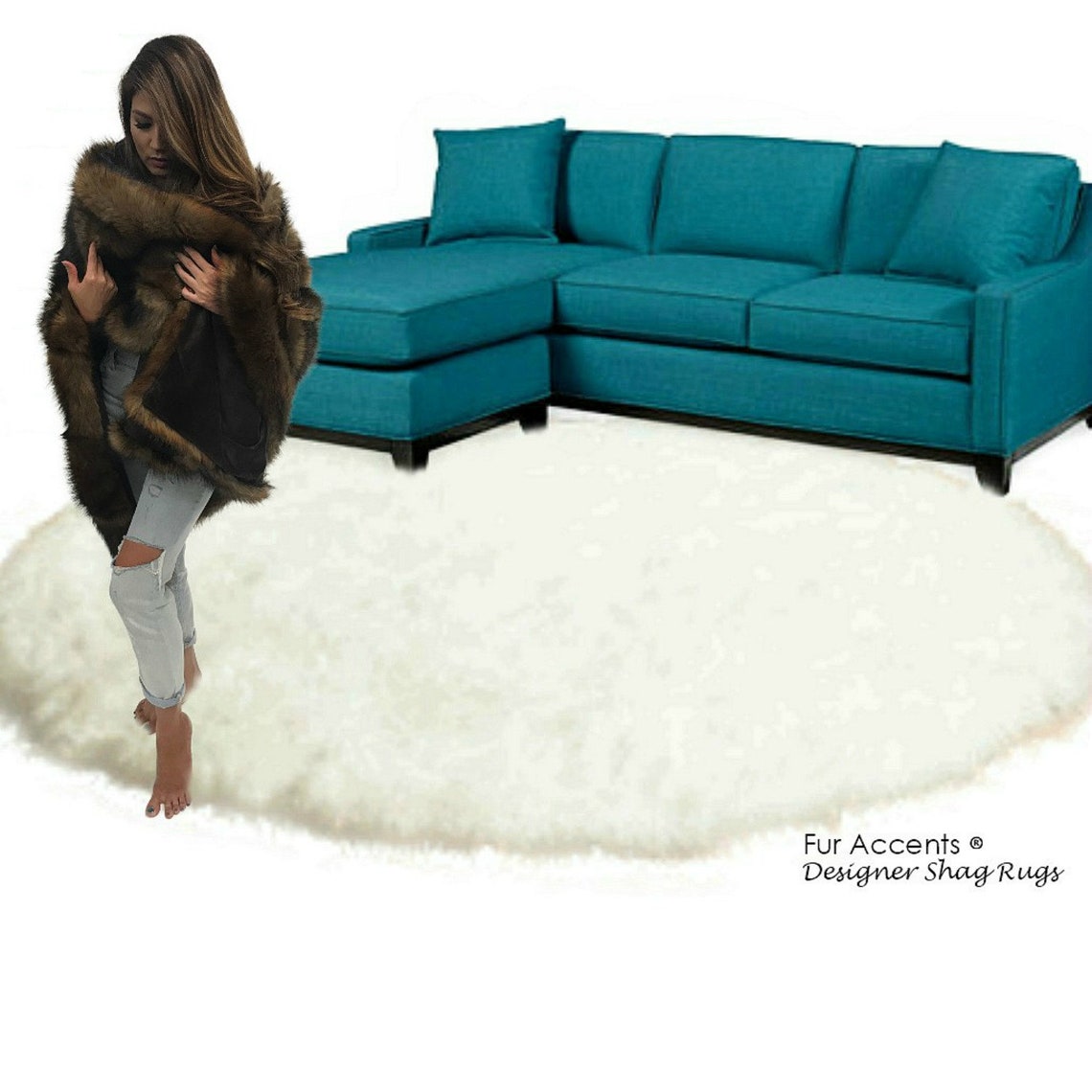 White Round Shag Rug Large Faux Sheepskin Shag Luxury Etsy