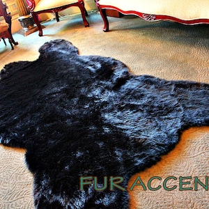 Faux Black Bear Skin Pelt Rug Realistic Plush soft faux fur  Huge Life Size and Life Log Cabin Art Carpet New 5&#39;x8&#39;