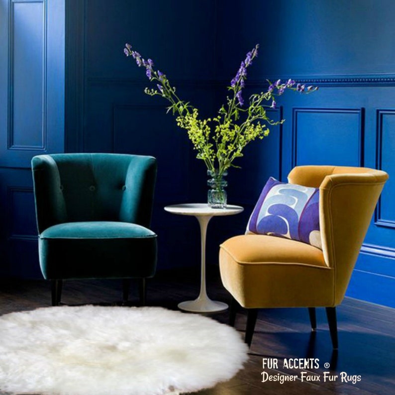 White Round Shag Rug Large Faux Sheepskin Shag Luxury Etsy