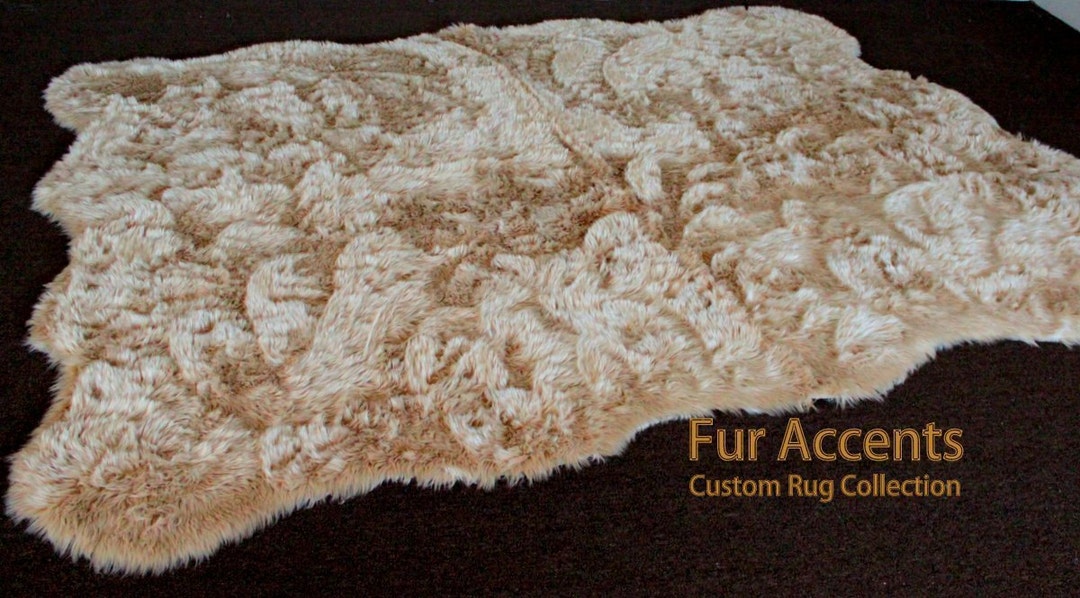 Fur Rug Shape Faux Fur Accent Rug - Random Shape Sheepskin Area Rug - Scalloped Edges ...
